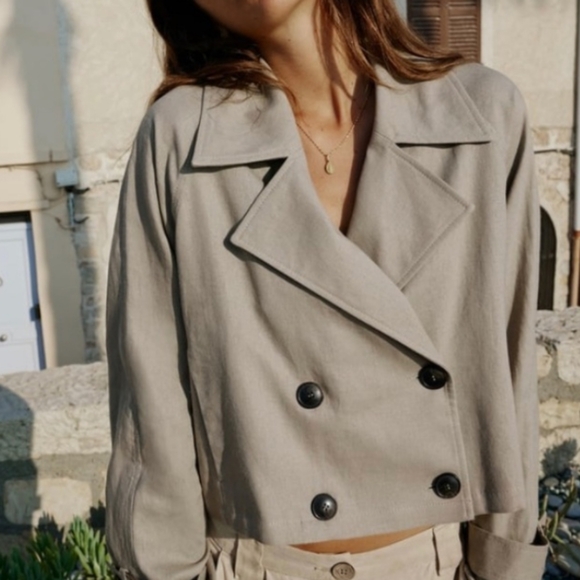 Zara CROPPED LINEN BLEND TRENCH - Picture 4 of 10
